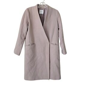 United Tokyo Womens Collarless V-Neck Wool‎ Blend Coat Beige Made in Japan 1